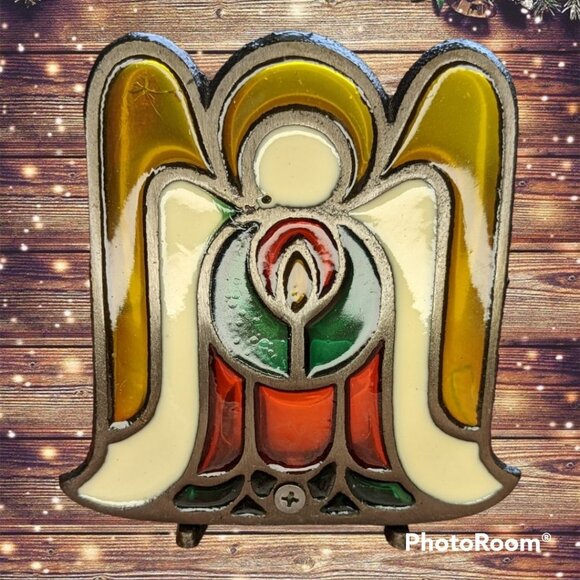 Retro handmade stained glass christmas candle